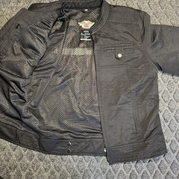Harley Davidson Women’s S Black Crop Riding Jacket Rhinestone Logo - Picture 11 of 14